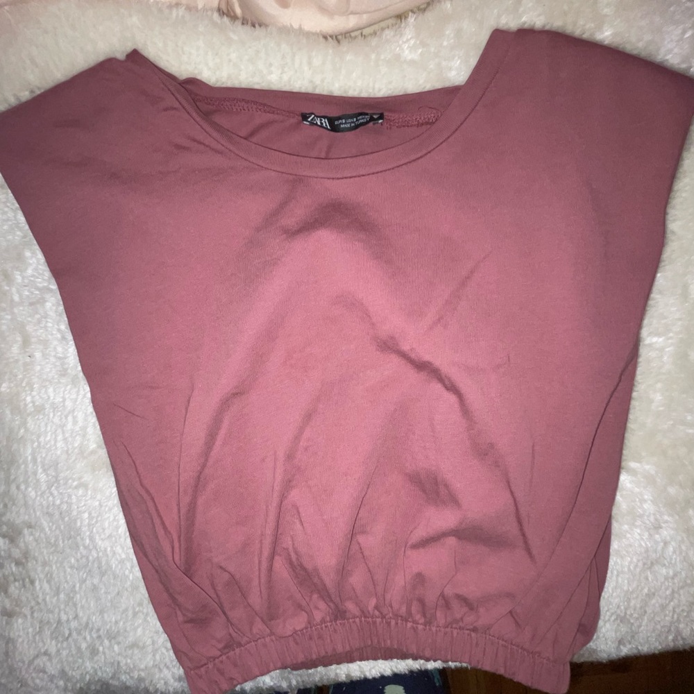 Zara padded shoulder crop top